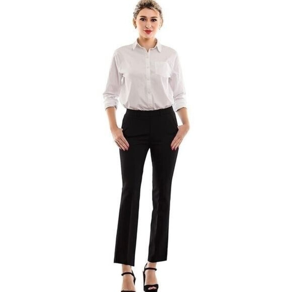 Marycrafts Women's Black Pull On Stretch Yoga Straight Leg Dress Work Pants 14